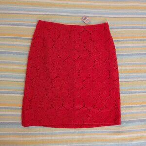 ⭐ NEW NWT Ann Taylor coral lace overlay eyelet pencil skirt size 6P